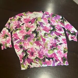 Jones New York Crew Neck Button up 3/4 Sleeve Sweaters for Women 1X